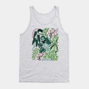 Reading girls among the plants with cats in the jungle Tank Top